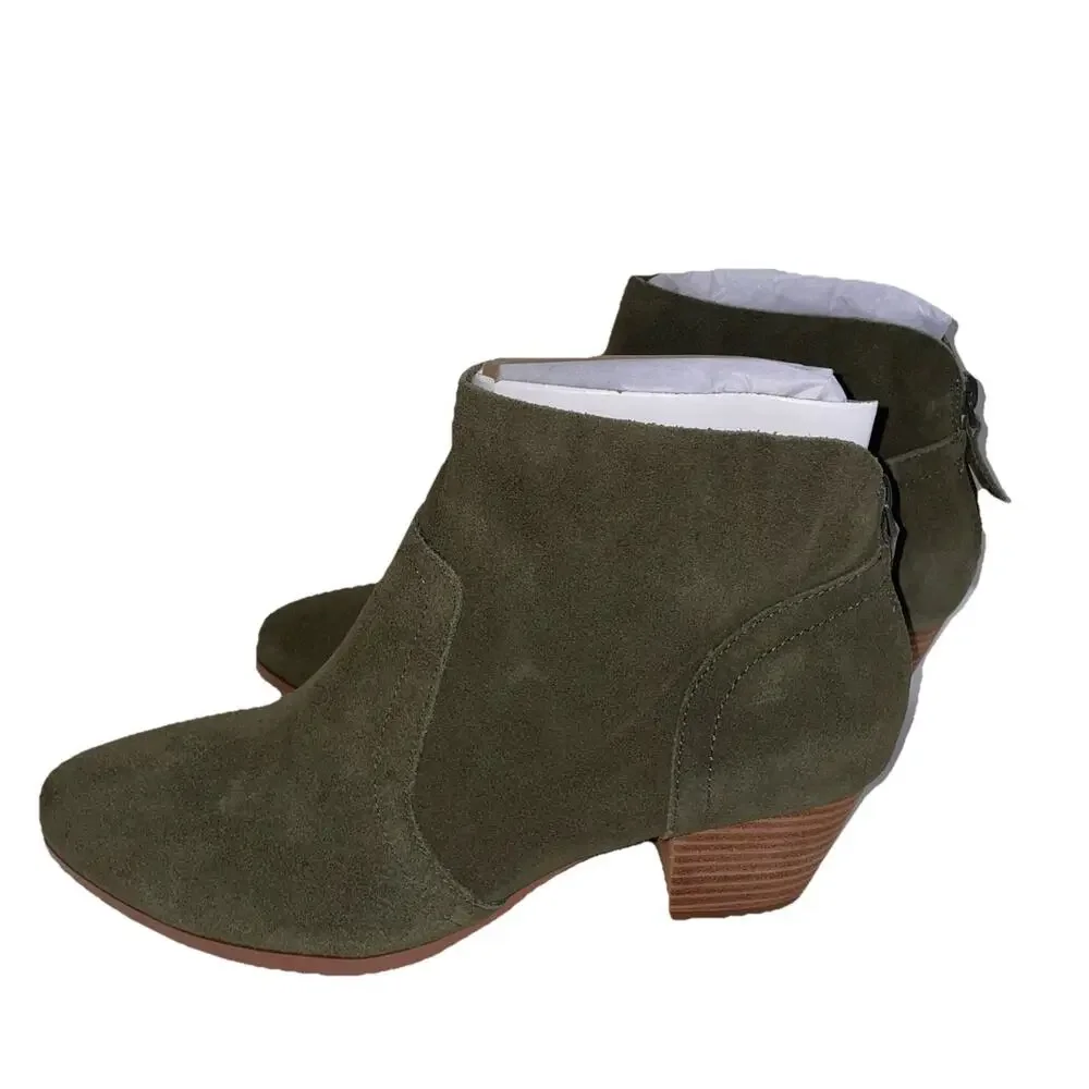 Violet & Red Cupid Bootie Women's 8M Olive Suede Leather
